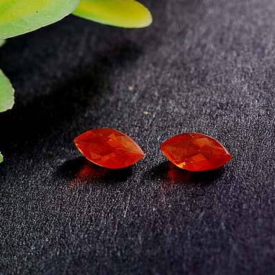 AAA Fire Opal Set of 2 (Mrq 5x2.5 mm) 0.15 ctw Loose Gemstone