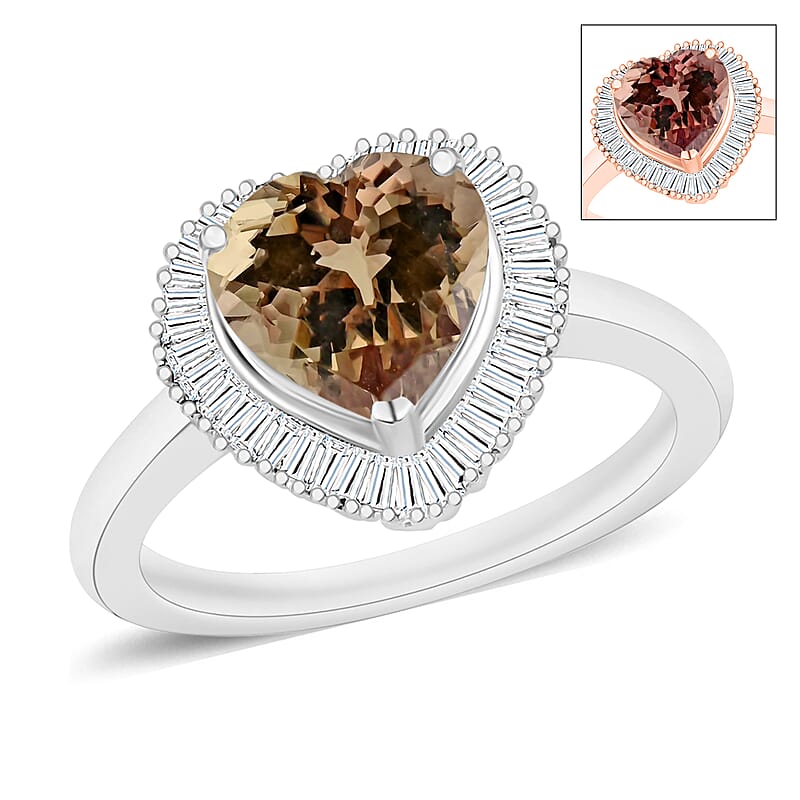Luxoro Premium Turkizite and G-H I2 Diamond 2.40 ctw Ring in 14K White Gold (Size 10.0) 5.6 Grams