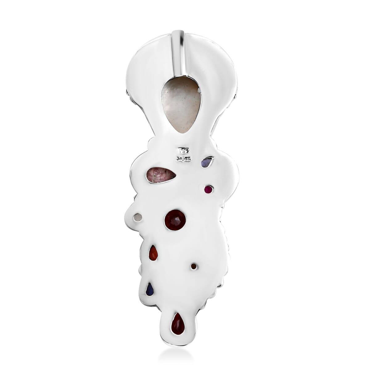 Sajen Silver Carved Bone and Multi Gemstone 10.25 ctw Pendant without Chain in Sterling Silver image number 4