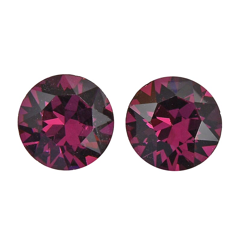 Foilback Amethyst Crystal by Swarovski Set of 2 (Rnd 5.3 mm) 0.81 ctw Loose Gemstone