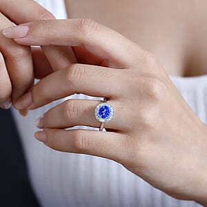 Luxoro Premium Tanzanite and G-H I2 Diamond 2.50 ctw Ring in 14K White Gold (Size 10.0) (Del. in 10-12 Days)