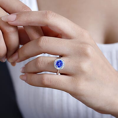 Luxoro Premium Tanzanite and G-H I2 Diamond 2.50 ctw Ring in 14K White Gold (Size 10.0) 4.9 Grams