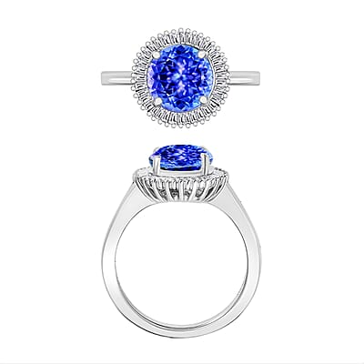 Luxoro Premium Tanzanite and G-H I2 Diamond 2.50 ctw Ring in 14K White Gold (Size 10.0) 4.9 Grams