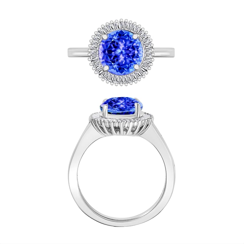 Luxoro Premium Tanzanite and G-H I2 Diamond 2.50 ctw Ring in 14K White Gold (Size 10.0) 4.9 Grams
