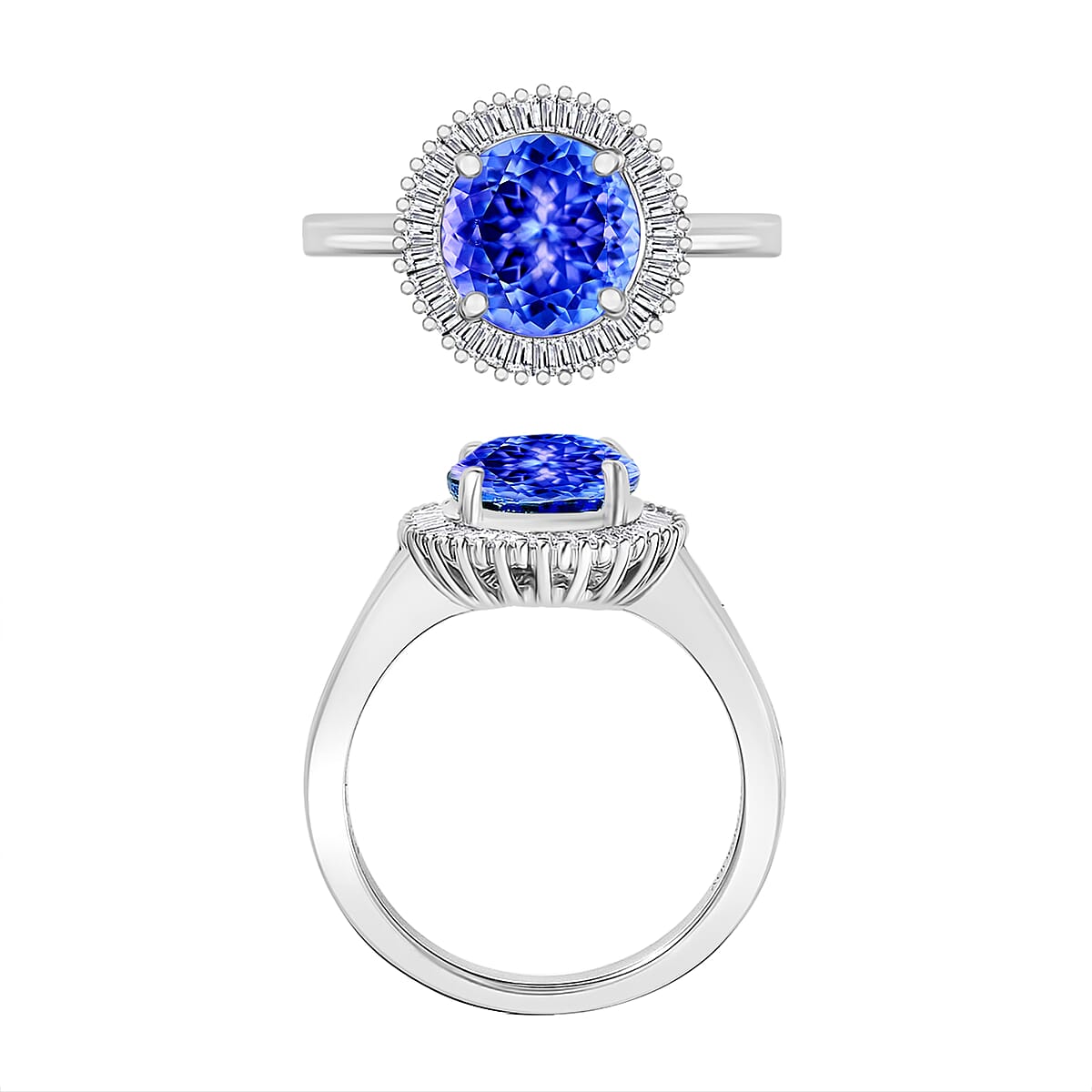 Luxoro Premium Tanzanite and G-H I2 Diamond 2.50 ctw Ring in 14K White Gold (Size 7.5) (Del. in 10-12 Days) image number 3