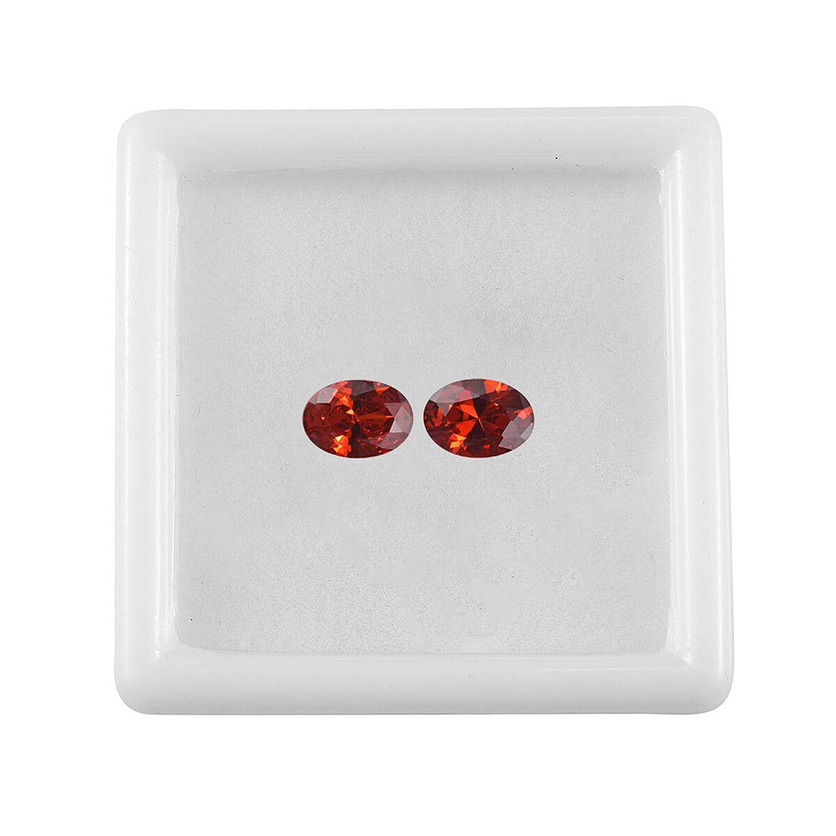 Simulated Garnet Color Diamond Set of 2 (Ovl 7x5 mm) 2.31 ctw Loose Gemstone