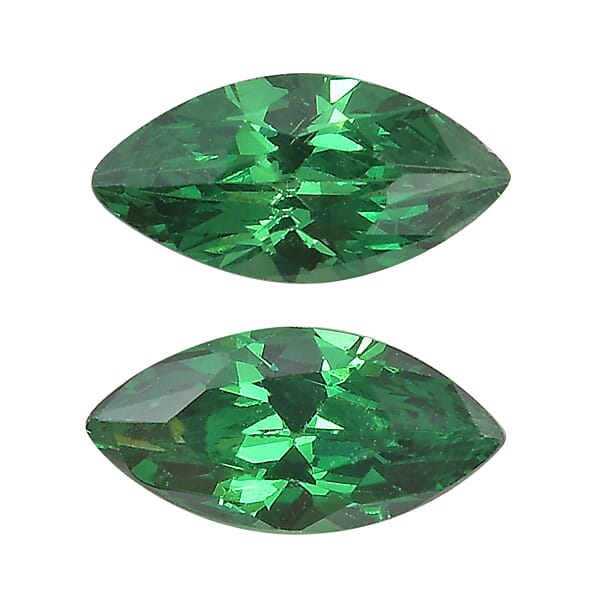 Simulated Green Diamond Set of 2 (Mrq 6x3 mm) 0.68 ctw Loose Gemstone