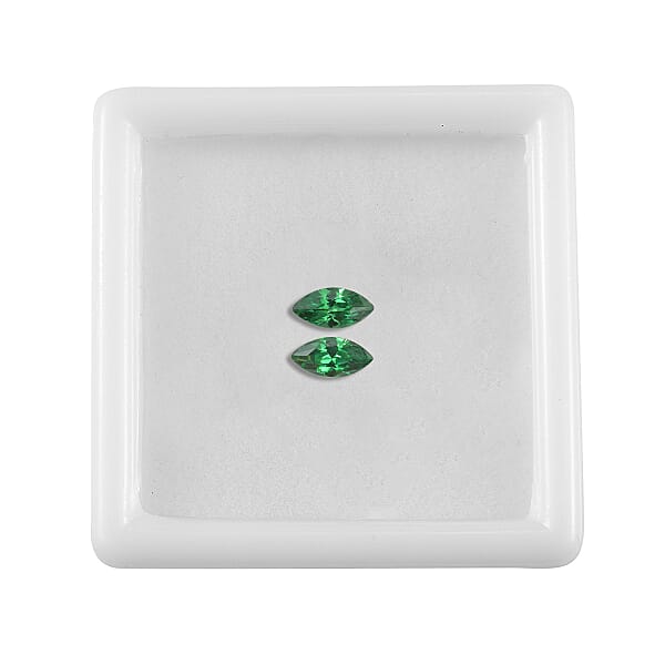 Simulated Green Diamond Set of 2 (Mrq 6x3 mm) 0.68 ctw Loose Gemstone