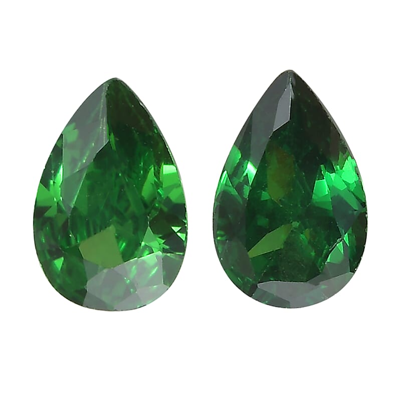 Simulated Green Diamond Set of 2 (Pear 6x4 mm) 0.47 ctw Loose Gemstone