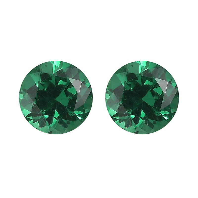 Simulated Green Diamond Set of 2 (Rnd 5 mm) 1.96 ctw Loose Gemstone