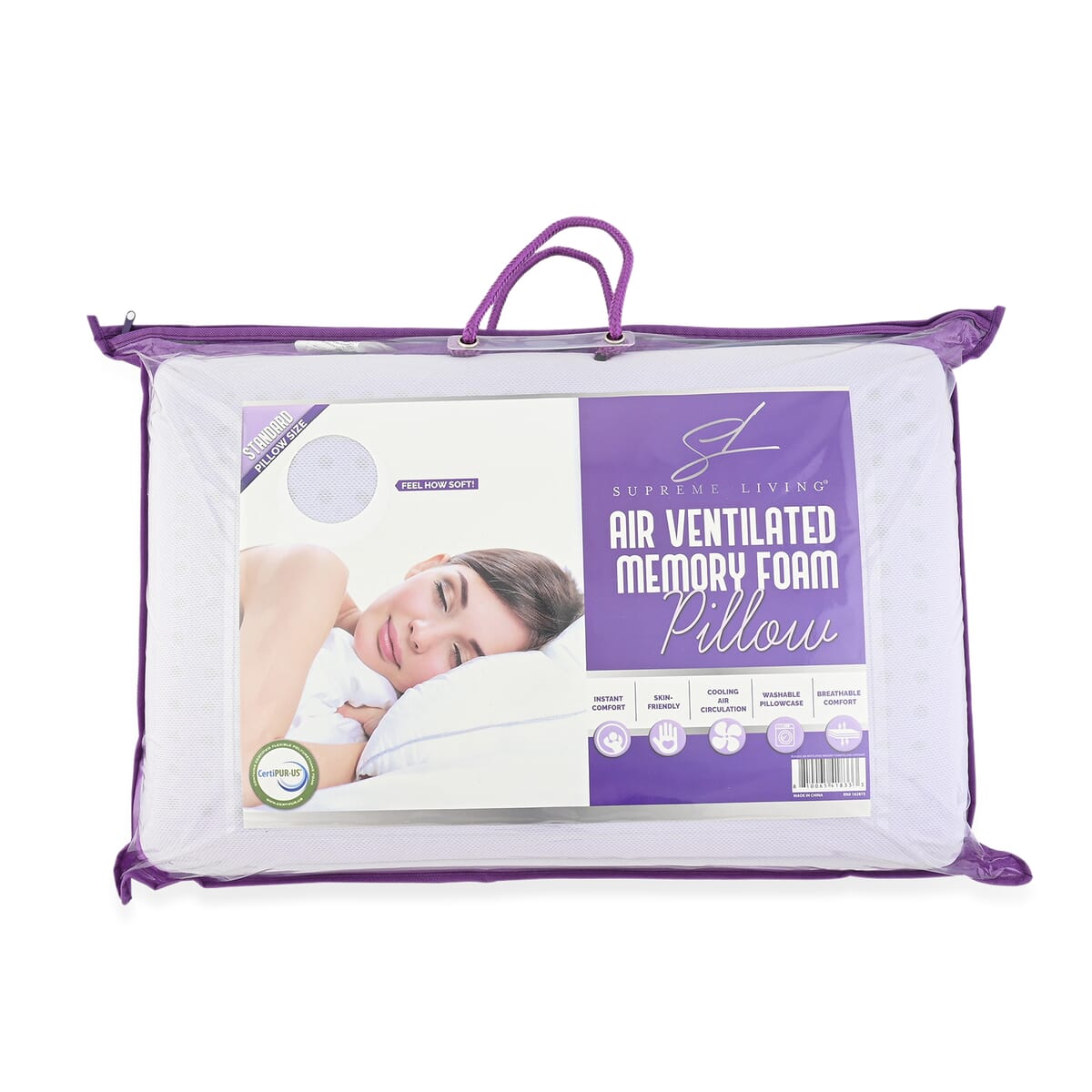 Supreme Living Purple Air Ventilated Memory Foam Lavender Pillow - Standard  image number 0