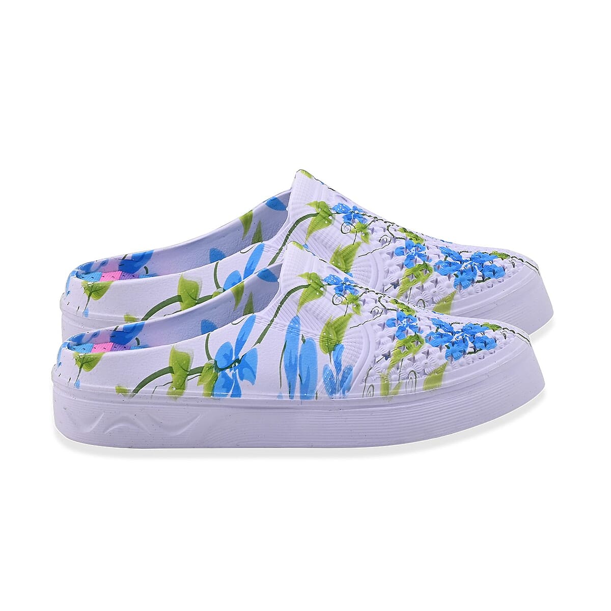 Blue and White Floral Eva Clog (Size 7) image number 1