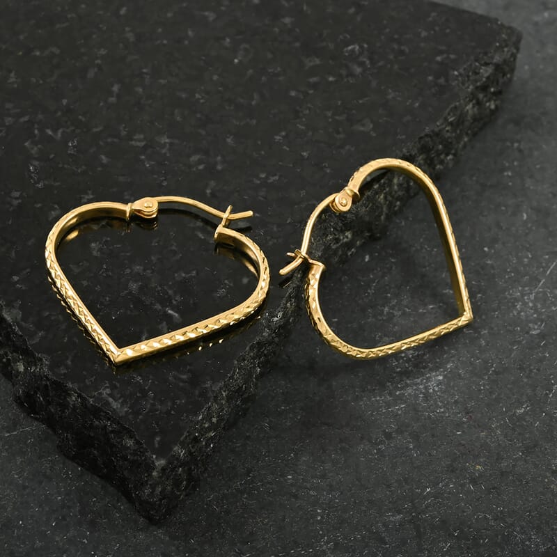 14K Yellow Gold Heart Earrings 1 Grams
