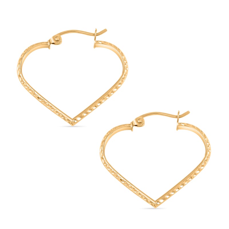14K Yellow Gold Heart Earrings 1 Grams