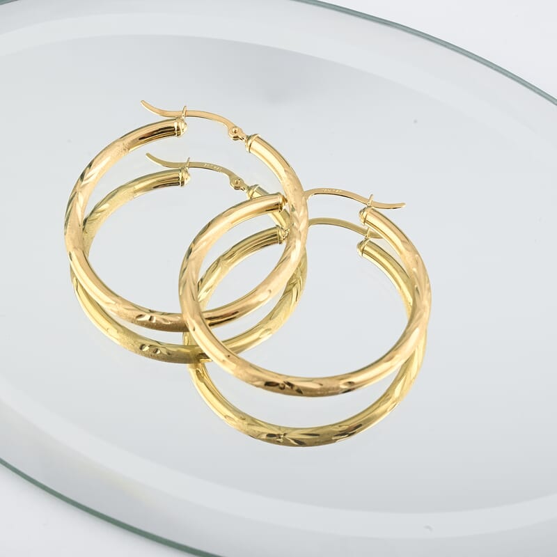 14K Yellow Gold Hoop Earrings 2.60 Grams