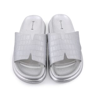 SOLE SELECTIONS Silver EVA Faux Embossed PU Slide - S