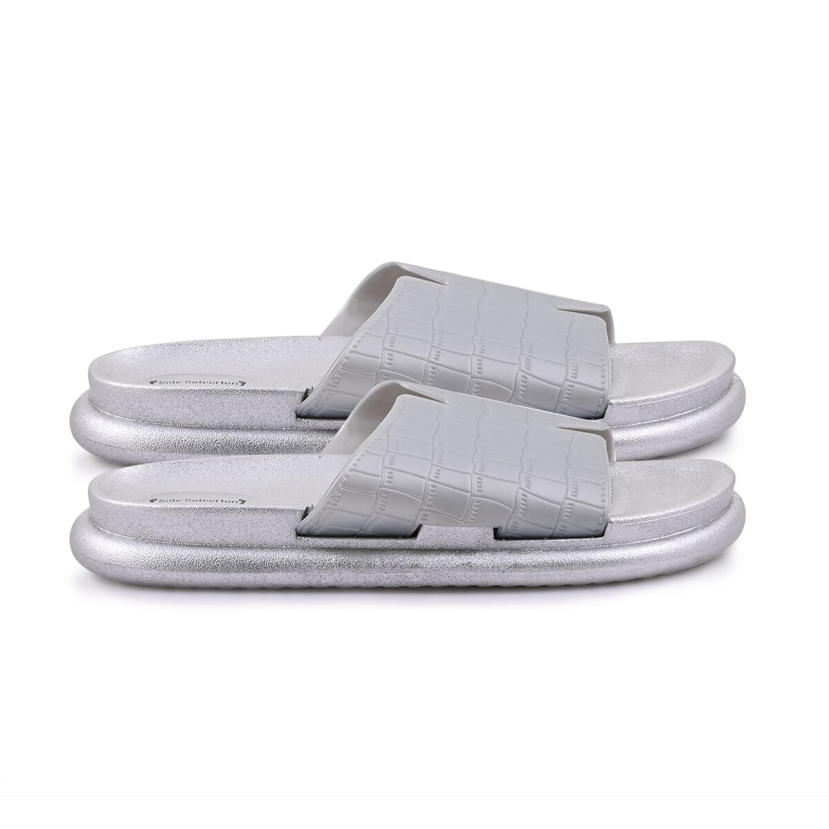 SOLE SELECTIONS Silver EVA Faux Embossed PU Slide - S image number 1