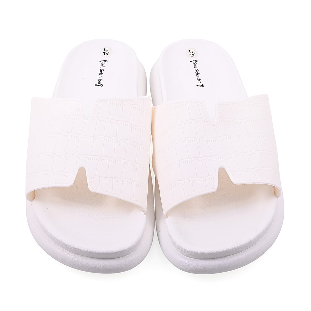 SOLE SELECTIONS White EVA Faux Embossed PU Slide - S image number 0