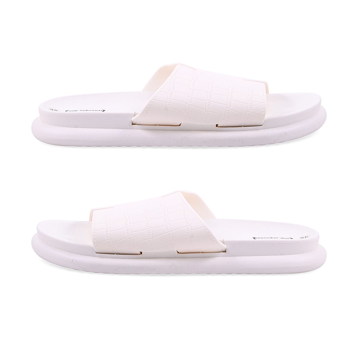 SOLE SELECTIONS White EVA Faux Embossed PU Slide - S image number 1