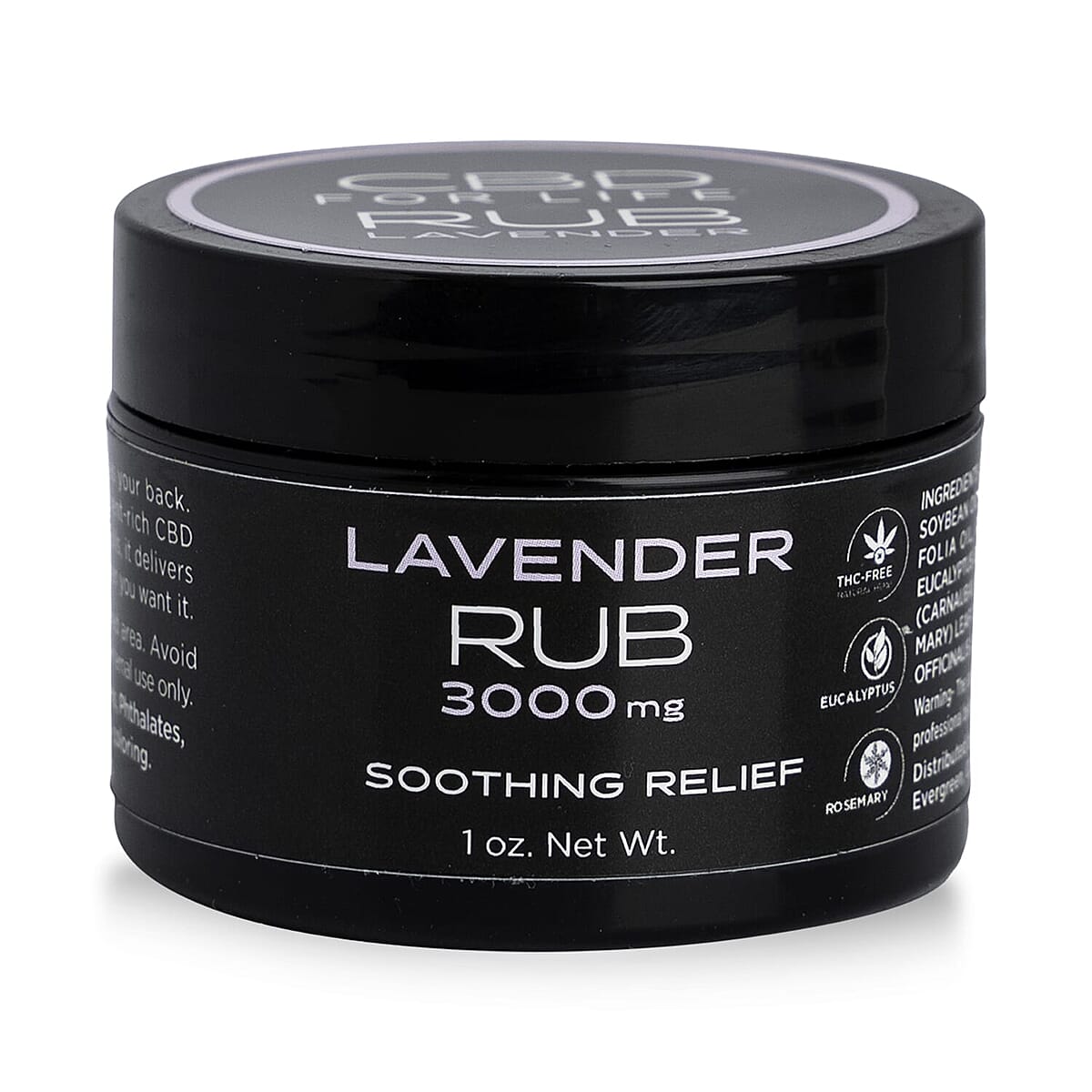 CBD For Life 3000mg CBD Lavender Rub - Lavender (1oz) with Free CBD For Life Bamboo Bath Bomb - 35 mg CBD image number 0