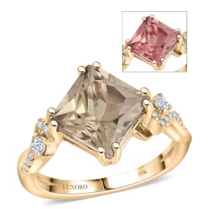 Certified & Appraised Luxoro AAA Princess Cut Turkizite and G-H I2 Diamond 3.35 ctw Ring in 10K Yellow Gold (Size 10.0)