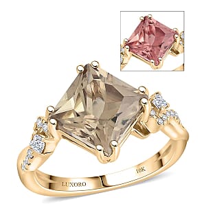 Luxoro 10K Yellow Gold AAA Princess Cut Turkizite, Diamond (G-H, I2) (0.18 cts) Ring (Size 11.0) 3.35 ctw