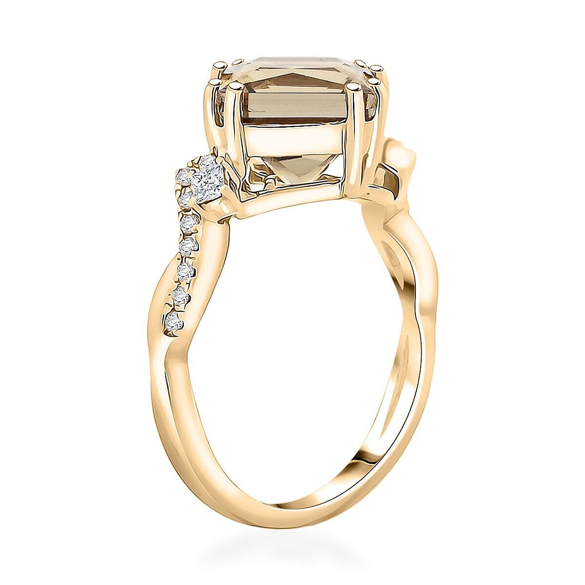 Luxoro 10K Yellow Gold AAA Princess Cut Turkizite, Diamond (G-H, I2) (0.18 cts) Ring (Size 5.0) 3.35 ctw image number 3