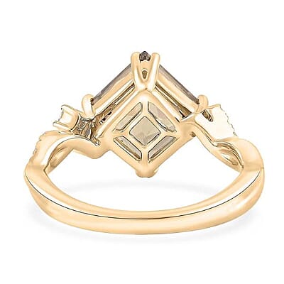 Certified & Appraised Luxoro AAA Princess Cut Turkizite and G-H I2 Diamond 3.35 ctw Ring in 10K Yellow Gold (Size 6.0)