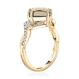 Luxoro 10K Yellow Gold AAA Princess Cut Turkizite, Diamond (G-H, I2) (0.18 cts) Ring (Size 6.5) 3.35 ctw