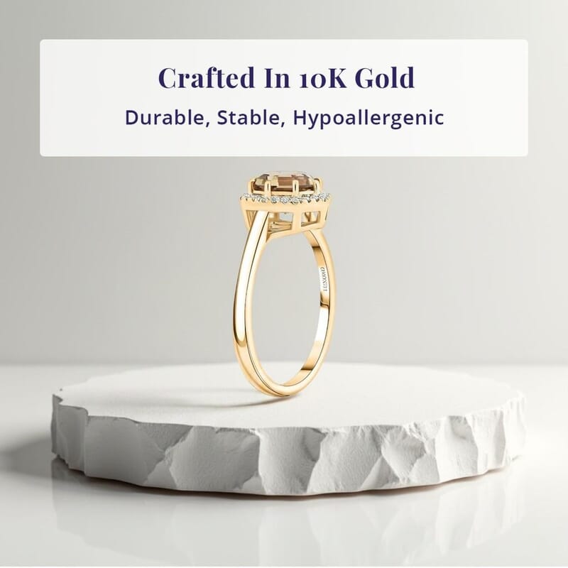 Certified & Appraised Luxoro AAA Turkizite and G-H I2 Diamond 2.60 ctw Ring in 10K Yellow Gold (Size 10.0)
