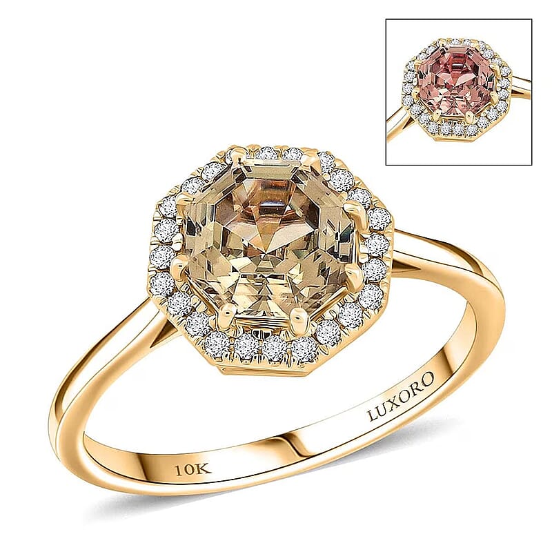 Certified & Appraised Luxoro AAA Turkizite and G-H I2 Diamond 2.60 ctw Ring in 10K Yellow Gold (Size 5.0)