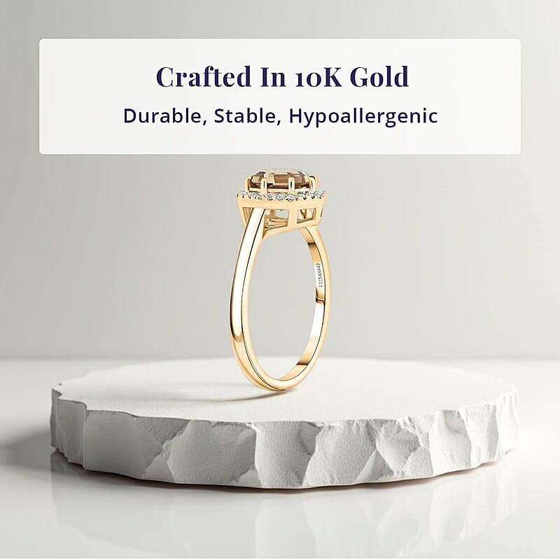 Certified & Appraised Luxoro AAA Turkizite and G-H I2 Diamond 2.60 ctw Ring in 10K Yellow Gold (Size 6.0)
