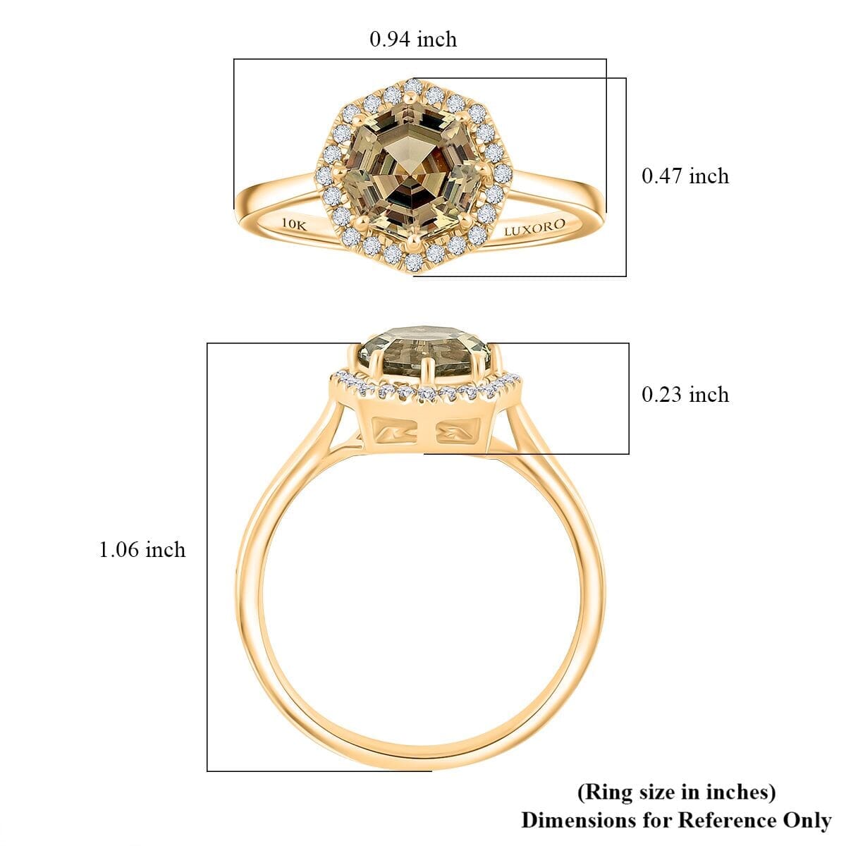 Certified & Appraised Luxoro AAA Turkizite and G-H I2 Diamond 2.60 ctw Ring in 10K Yellow Gold (Size 7.5) image number 5