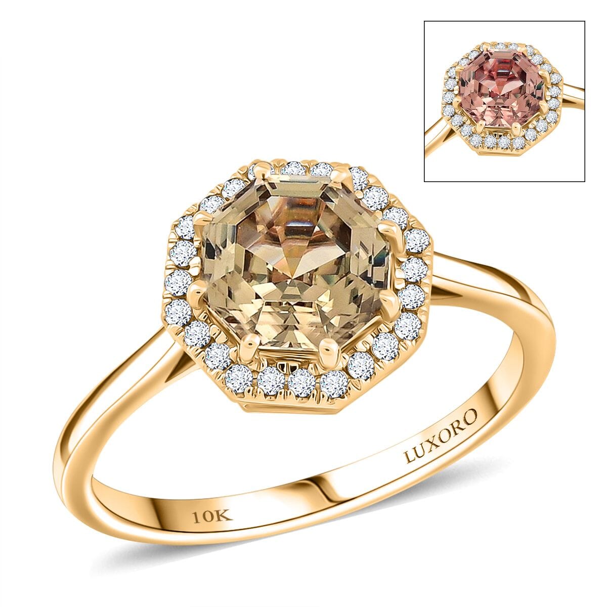 Certified & Appraised Luxoro AAA Turkizite and G-H I2 Diamond 2.60 ctw Ring in 10K Yellow Gold (Size 8.0) image number 0