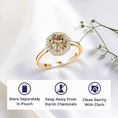 Certified & Appraised Luxoro AAA Turkizite and G-H I2 Diamond 2.60 ctw Ring in 10K Yellow Gold (Size 8.0)