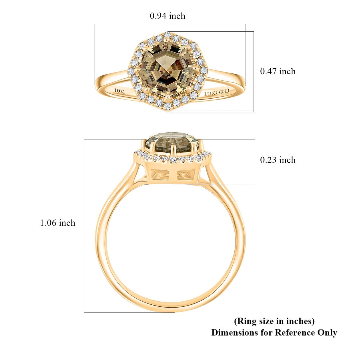 Certified & Appraised Luxoro AAA Turkizite and G-H I2 Diamond 2.60 ctw Ring in 10K Yellow Gold (Size 8.0) image number 5