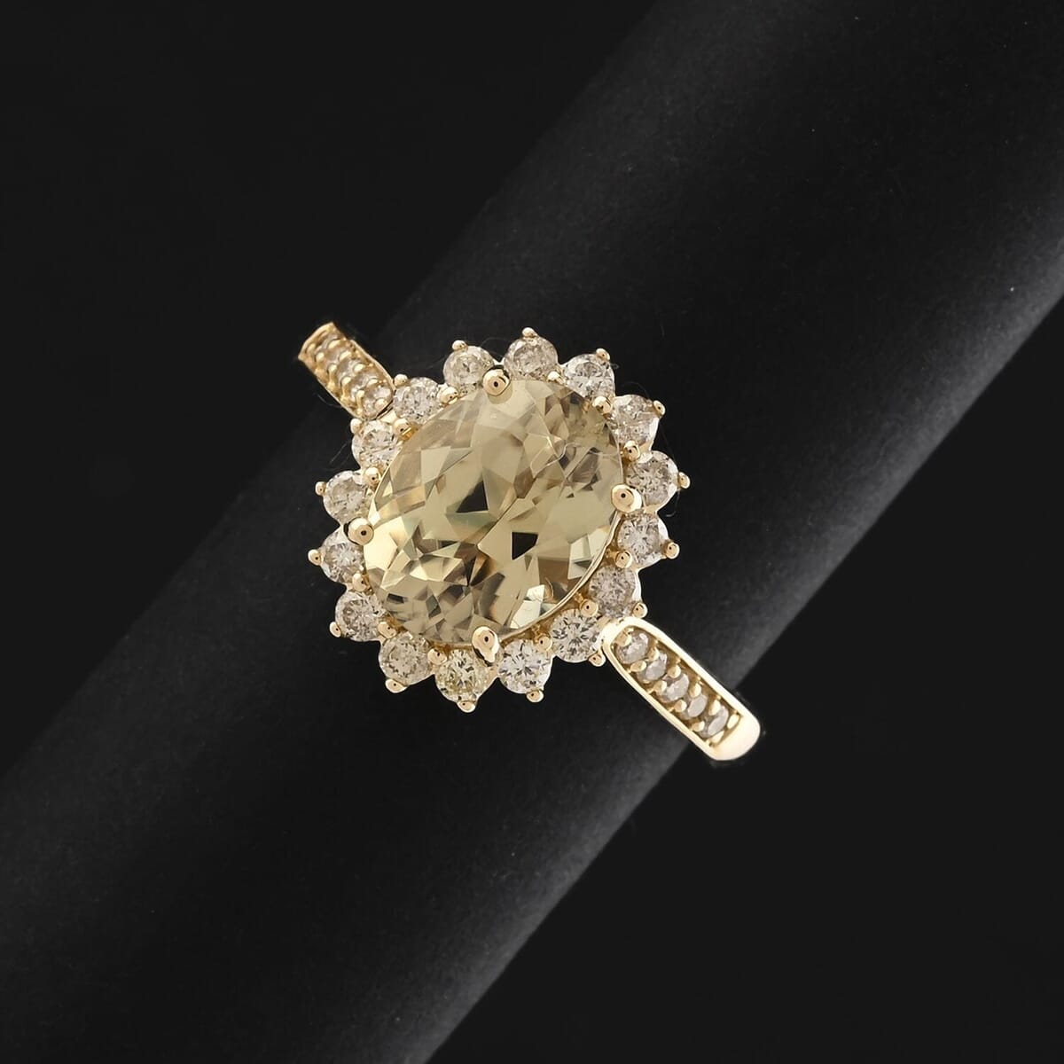 Certified & Appraised Luxoro 10K Yellow Gold AAA Turkizite, Diamond (G-H, I2) (0.42 cts) Ring (Size 9.0) 2.50 ctw image number 1