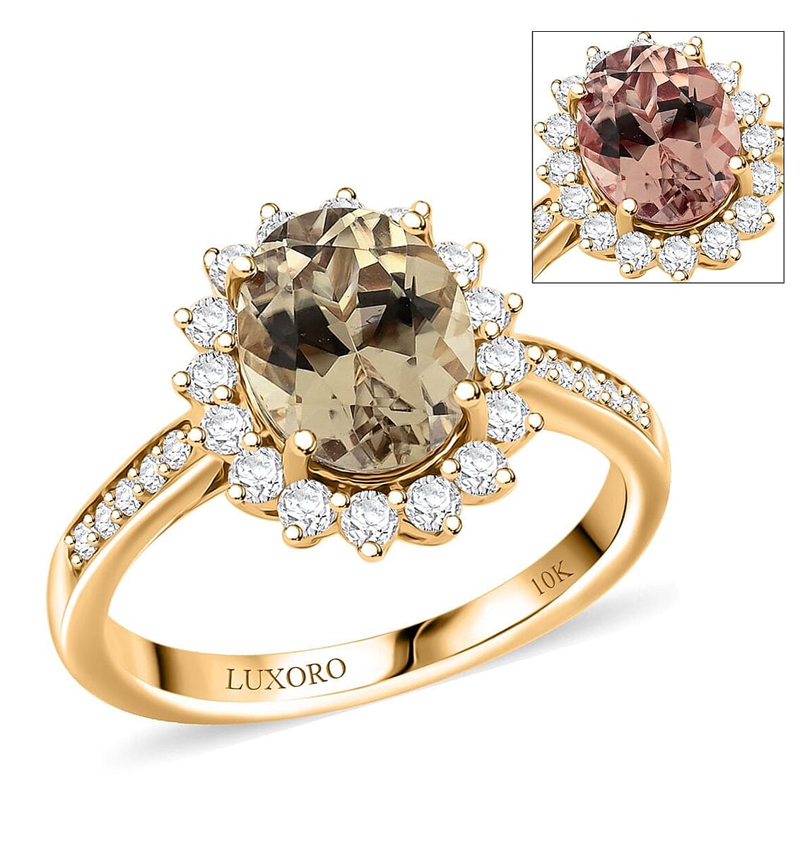 Luxoro 10K Yellow Gold AAA Turkizite, Diamond (G-H, I2) (0.42 cts) Ring (Size 11.0) 2.50 ctw image number 0