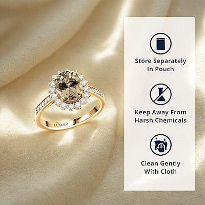 Certified & Appraised Luxoro 10K Yellow Gold AAA Turkizite, Diamond (G-H, I2) (0.42 cts) Ring (Size 11.0) 2.50 ctw