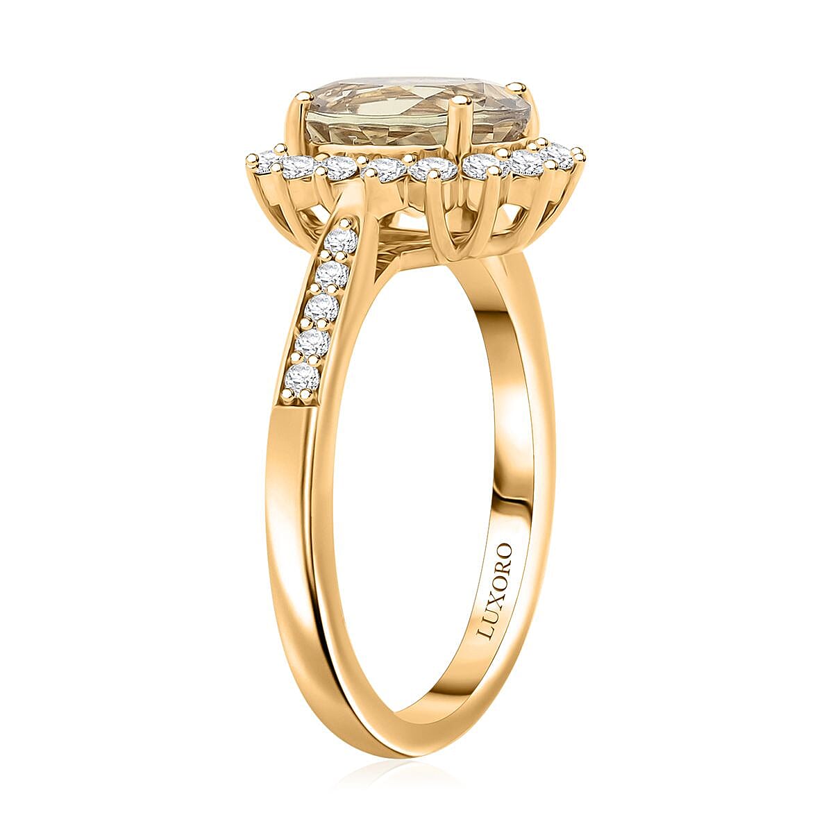 Certified & Appraised Luxoro AAA Turkizite and G-H I2 Diamond 2.50 ctw Ring in 10K Yellow Gold (Size 9.0) image number 3