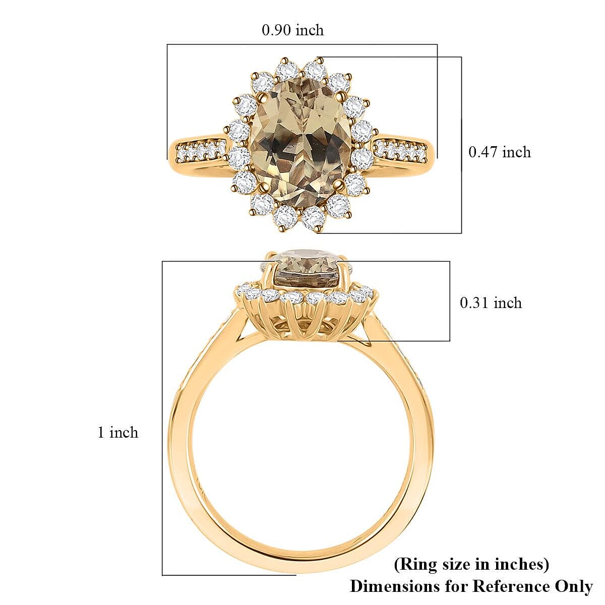 Luxoro 10K Yellow Gold AAA Turkizite, Diamond (G-H, I2) (0.42 cts) Ring (Size 9.5) 2.50 ctw image number 5