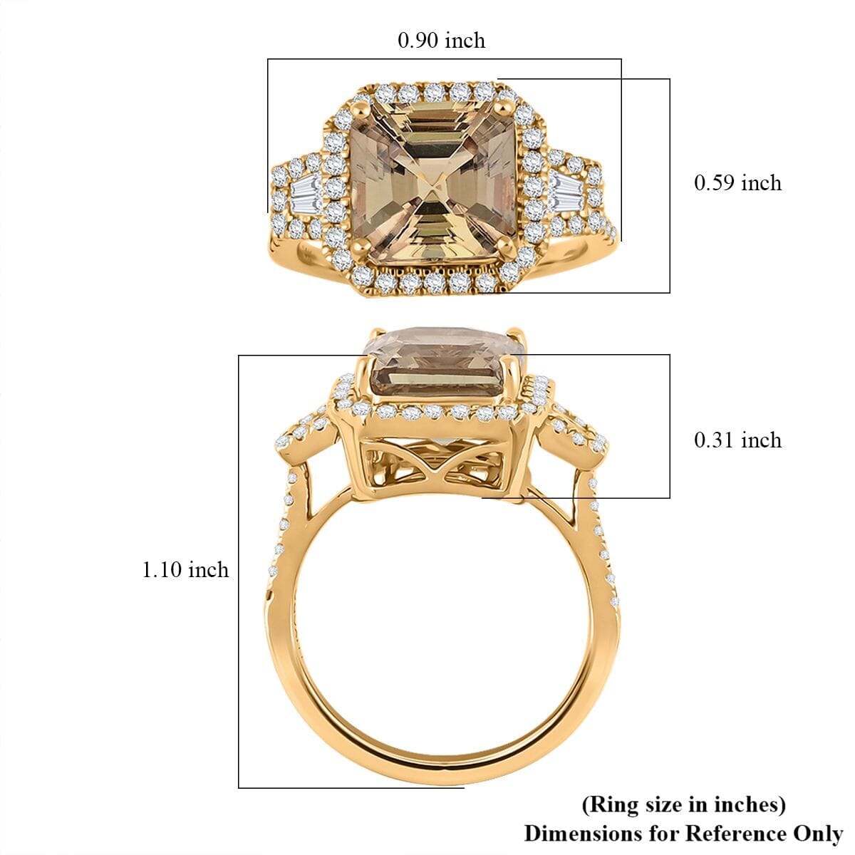 Certified & Appraised Luxoro AAA Turkizite, Diamond G-H I2 5.00 ctw Ring in 14K Yellow Gold (Size 10.0) image number 5