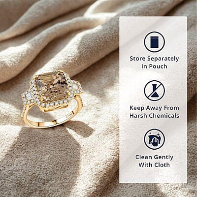 Certified & Appraised Luxoro 14K Yellow Gold AAA Turkizite, Diamond (G-H, I2) (0.49 cts) Ring (Size 11.0) 5.00 ctw