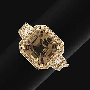 Certified & Appraised Luxoro AAA Turkizite, Diamond G-H I2 5.00 ctw Ring in 14K Yellow Gold (Size 6.0)