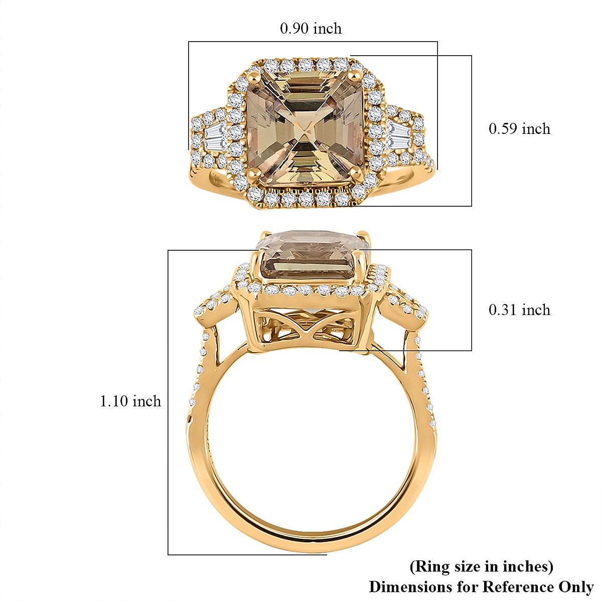 Certified & Appraised Luxoro AAA Turkizite, Diamond G-H I2 5.00 ctw Ring in 14K Yellow Gold (Size 7.0) image number 5