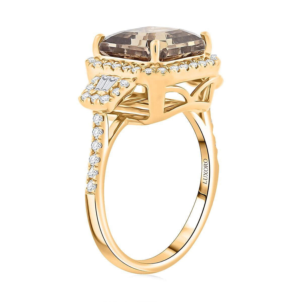 Certified & Appraised Luxoro AAA Turkizite, Diamond G-H I2 5.00 ctw Ring in 14K Yellow Gold (Size 9.0) image number 3