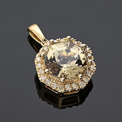 Certified & Appraised Luxoro AAA Turkizite and G-H I2 Diamond 2.60 ctw Pendant Necklace 18 Inches in 10K Yellow Gold