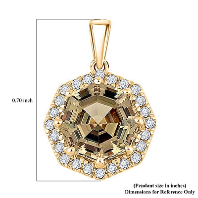Certified & Appraised Luxoro AAA Turkizite and G-H I2 Diamond 2.60 ctw Pendant Necklace 18 Inches in 10K Yellow Gold