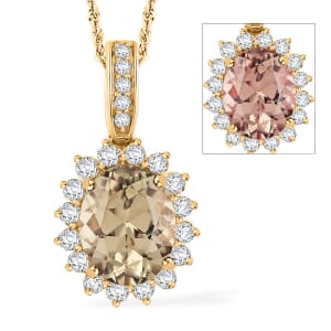 Certified & Appraised Luxoro AAA Turkizite and G-H I2 Diamond 2.45 ctw Pendant without Chain in 10K Yellow Gold