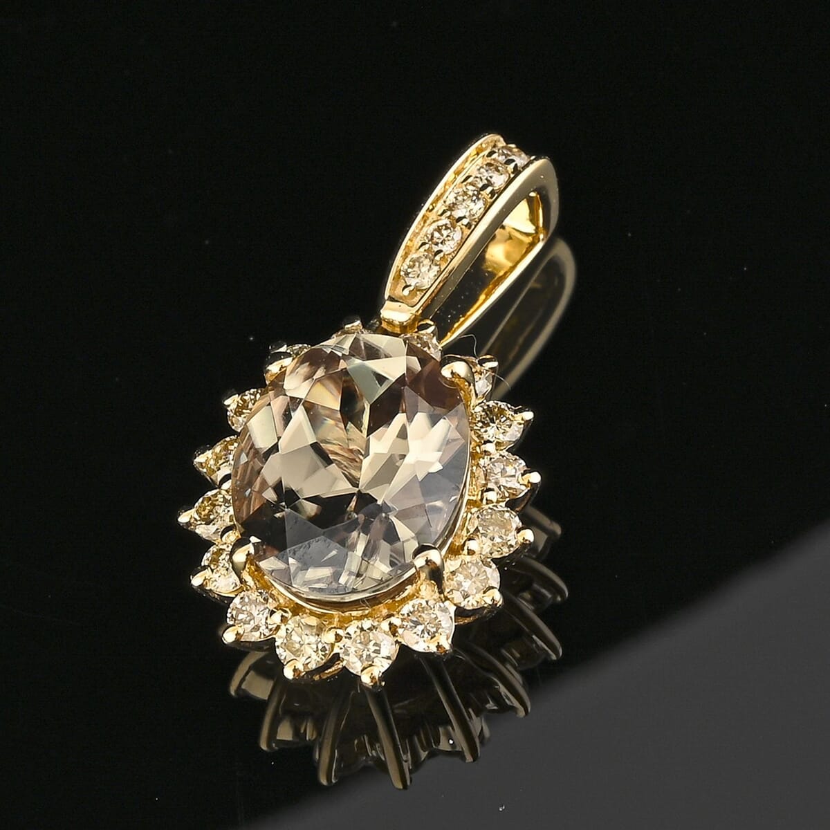 Certified & Appraised Luxoro AAA Turkizite and G-H I2 Diamond 2.45 ctw Pendant without Chain in 10K Yellow Gold image number 1